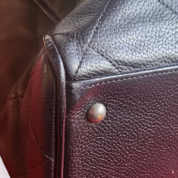 Chanel Large Duffle Bowler Black Caviar Bag Patent Handles - Picture 5 of 14